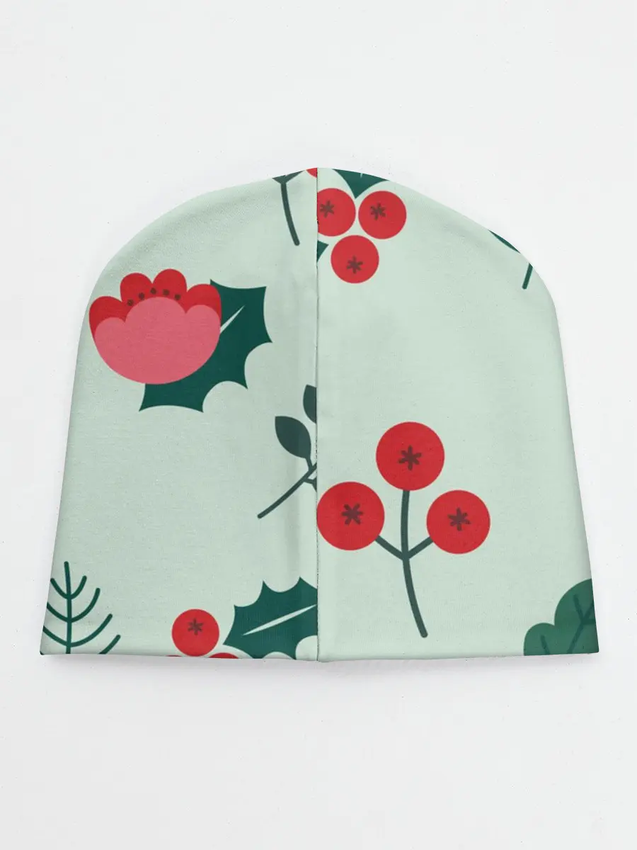 Детская шапка / цветы, ягоды, листья