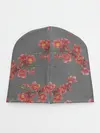 Детская шапка / Цветы айвы на сером фоне