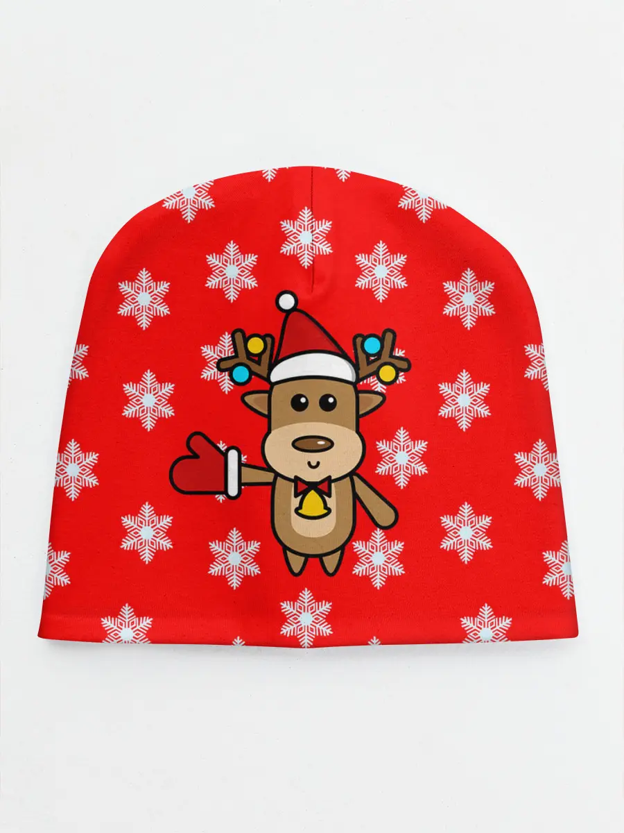 Детская шапка / Оленёнок в снежинках