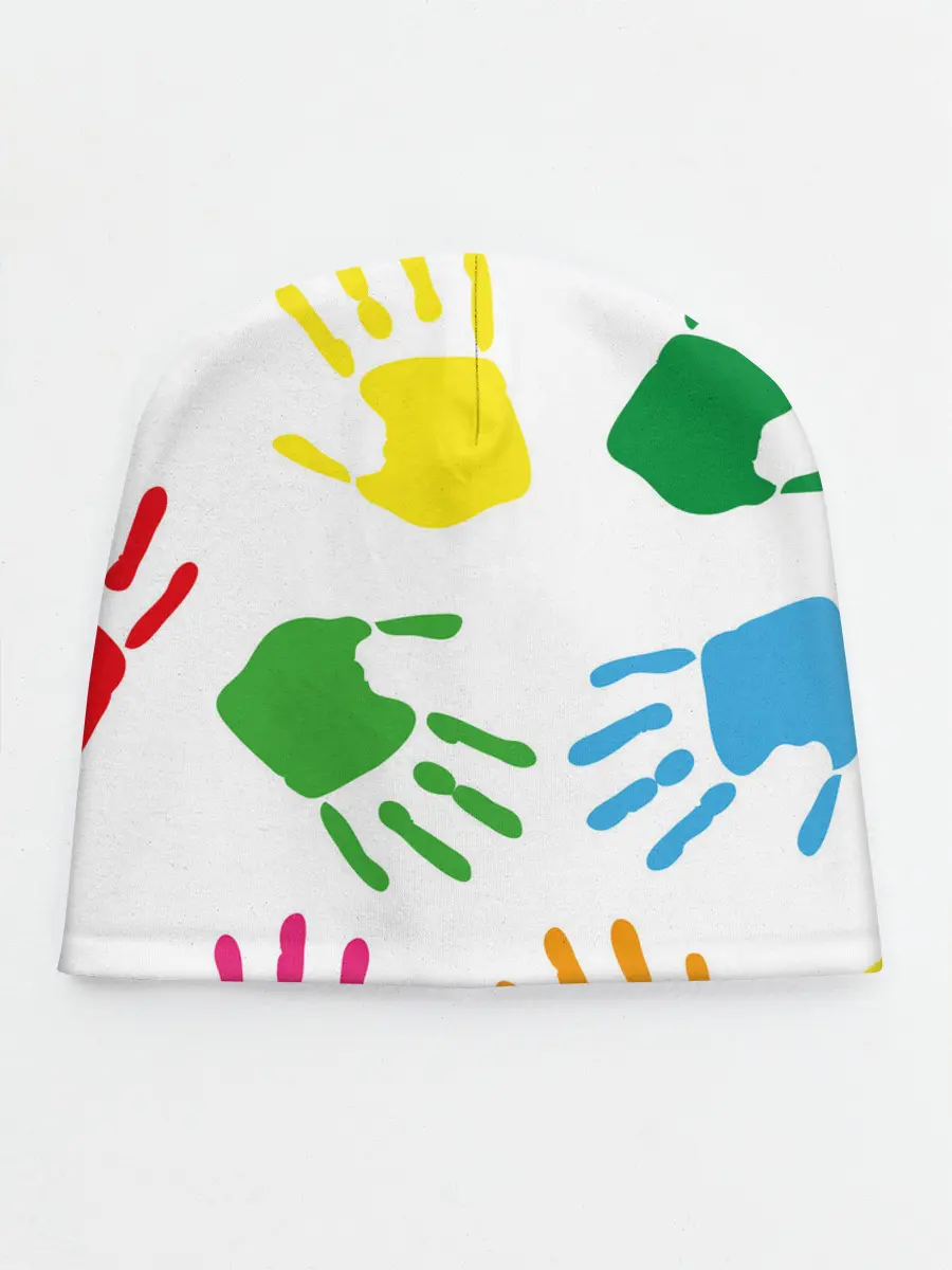 Детская шапка / Цветные ладошки - Детский узор