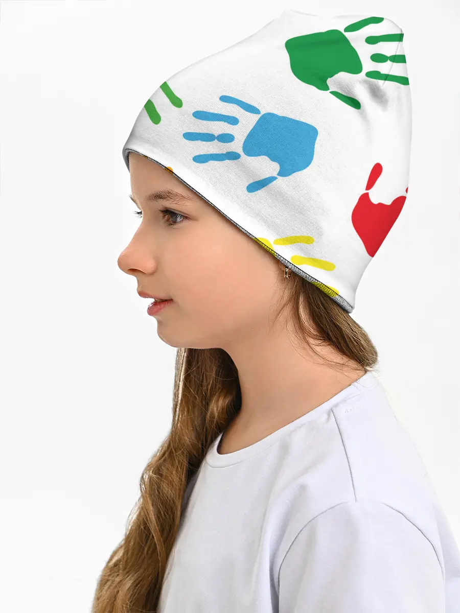 Детская шапка / Цветные ладошки - Детский узор