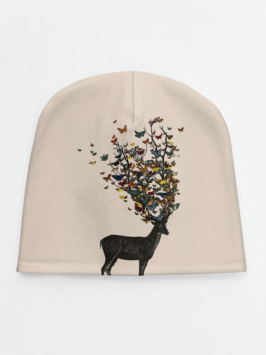 Детская шапка / Олени с рогами из бабочек