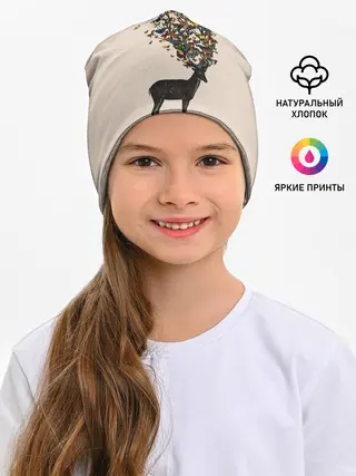 Детская шапка / Олени с рогами из бабочек