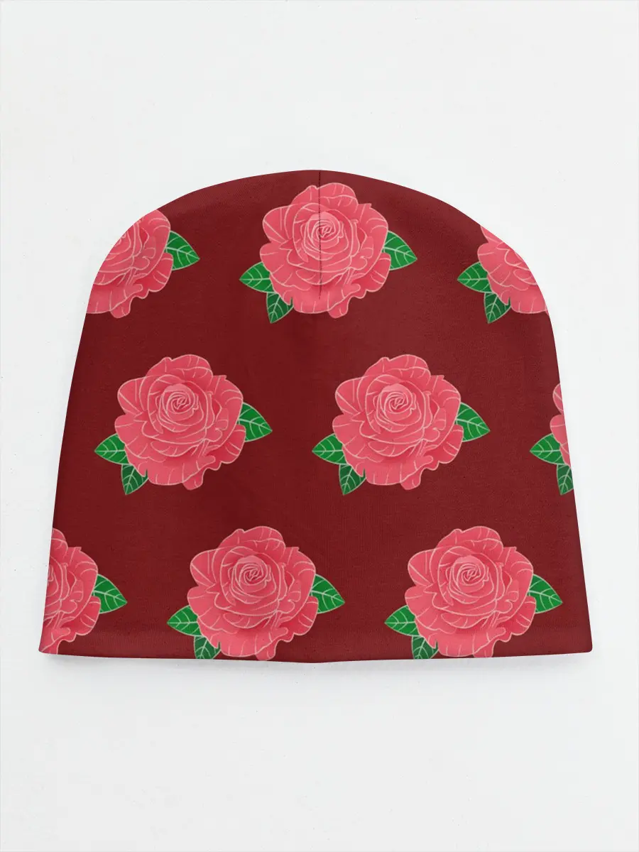 Детская шапка / Розы на красном