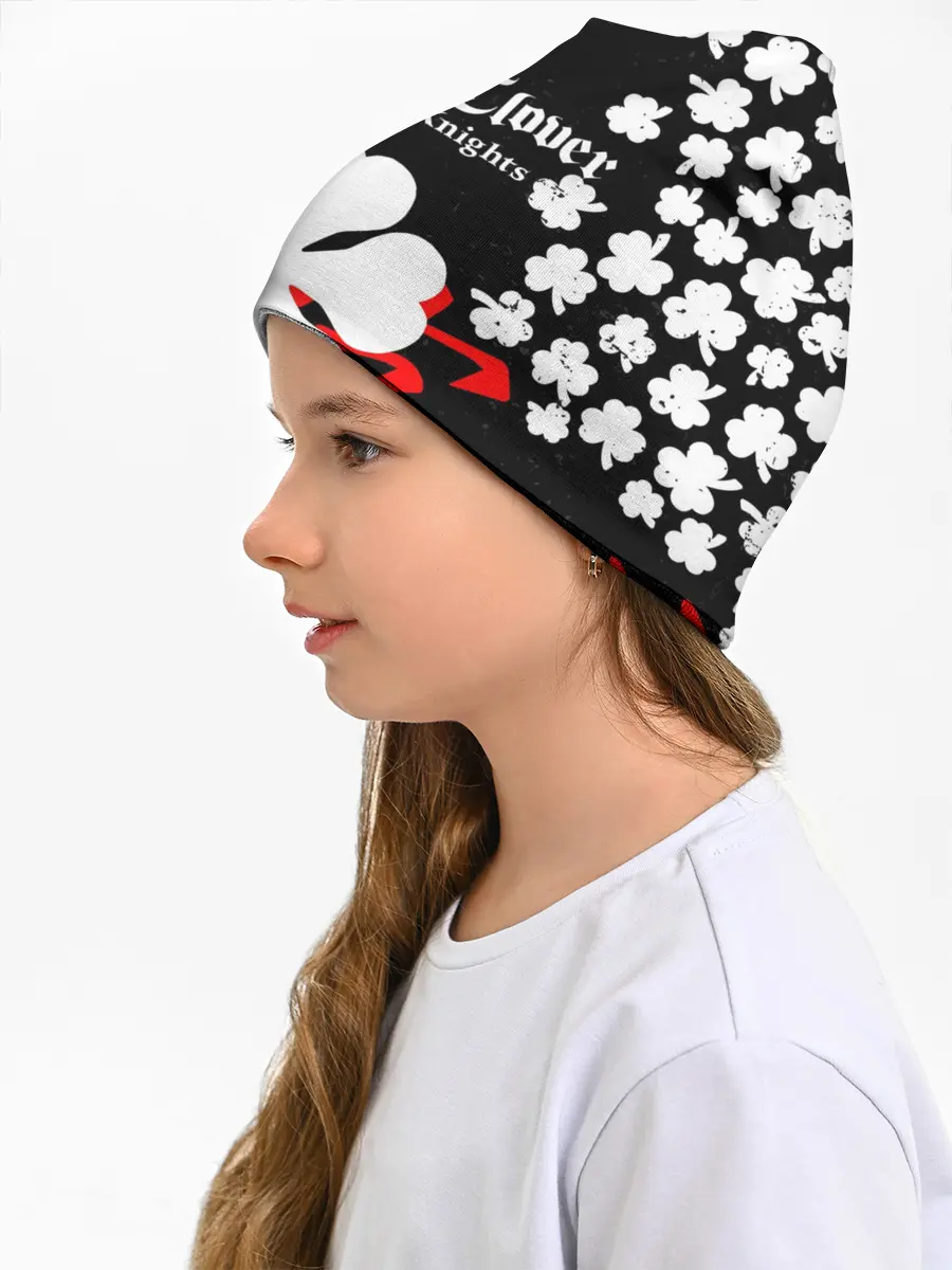 Детская шапка / Логотип черный клевер и маленькие листья