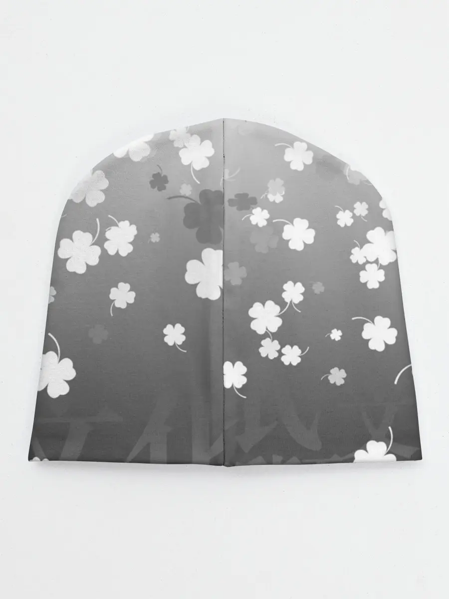 Детская шапка / Черный логотип Клевера на сером градиенте