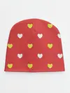 Детская шапка / Сердечки на красном паттерн