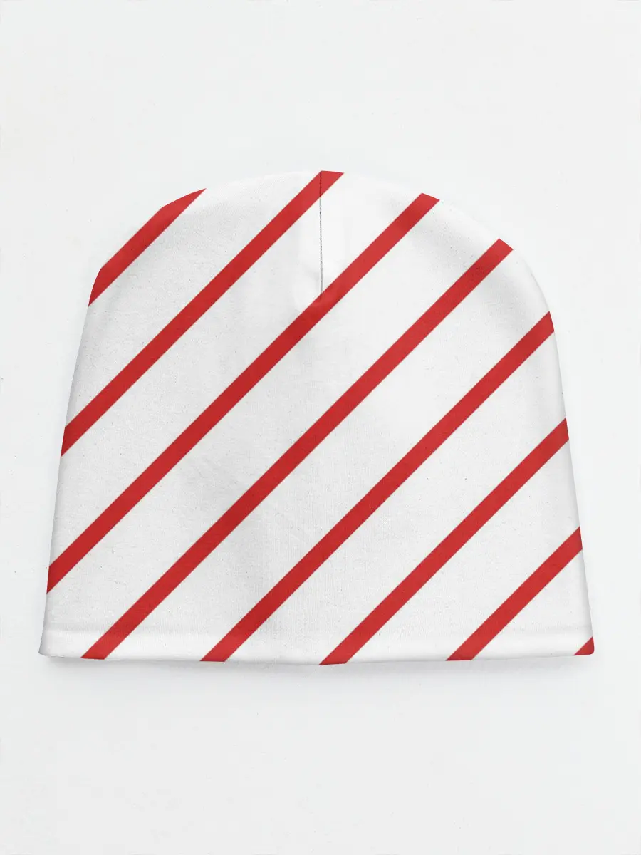 Детская шапка / Полосы красные на белом