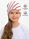 Детская шапка / Полосы красные на белом