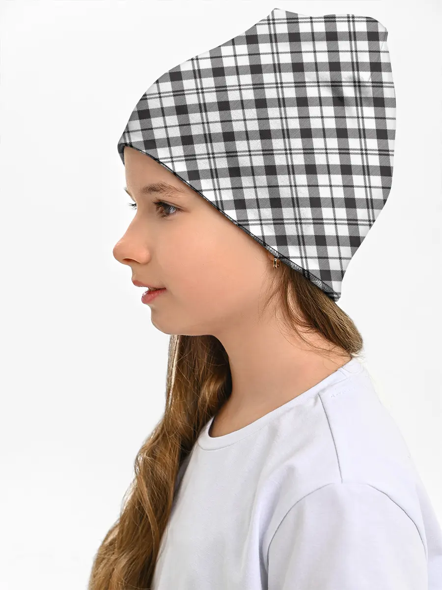 Детская шапка / Ч/б текстура в клетку