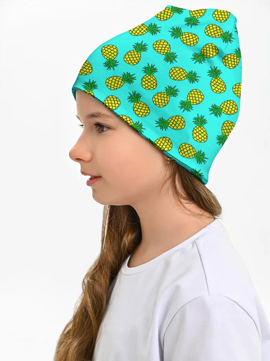 Детская шапка / Ананасы аква