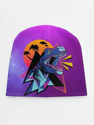 Детская шапка / Retrowave Neon Dinosaur