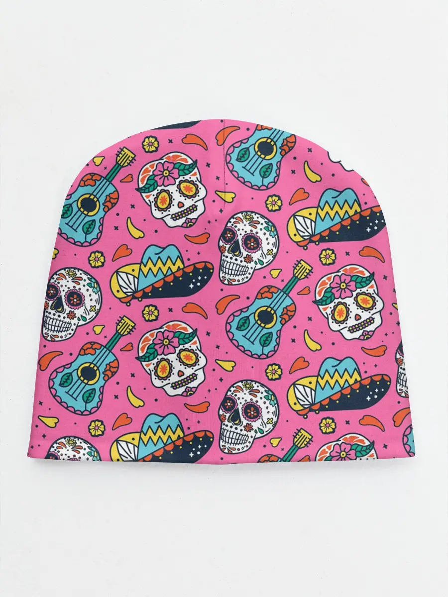 Детская шапка / День Мёртвых узор из черепов