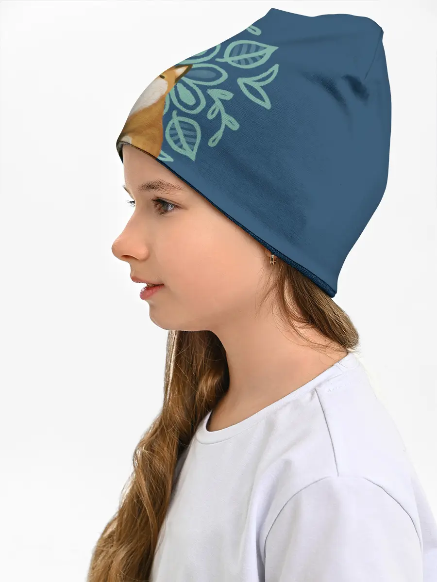 Детская шапка / Лиса с цветочным узором