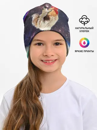 Детская шапка / Мопс на курице в космосе