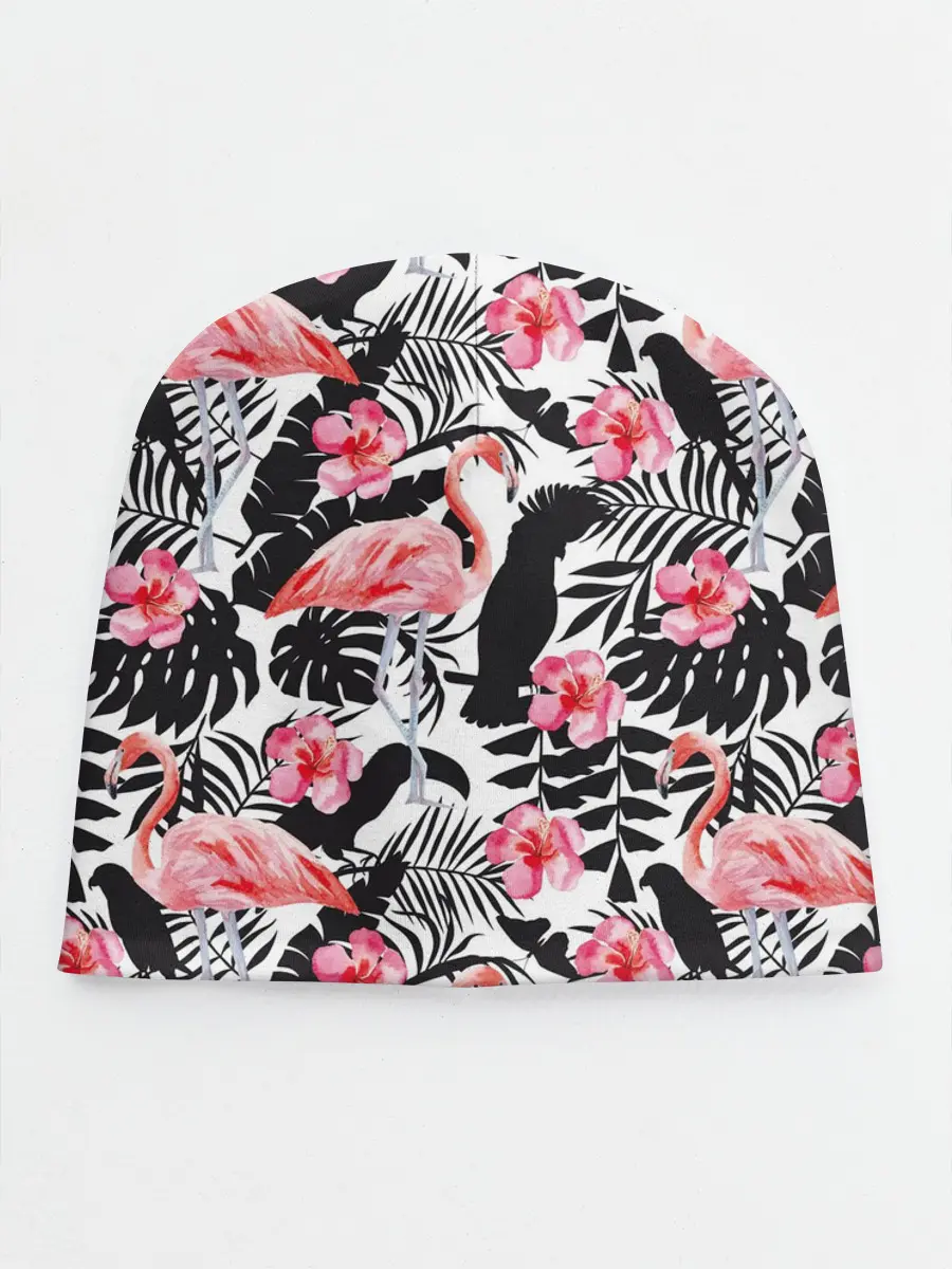 Детская шапка / фламинго и попугаи
