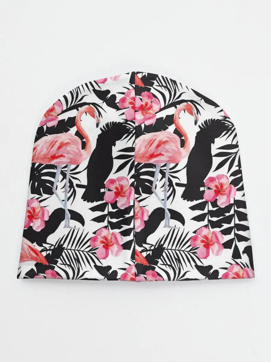 Детская шапка / фламинго и попугаи