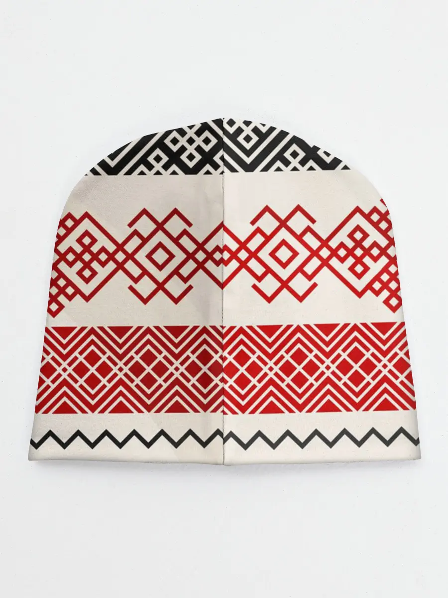 Детская шапка / Славянский узор красно-черный