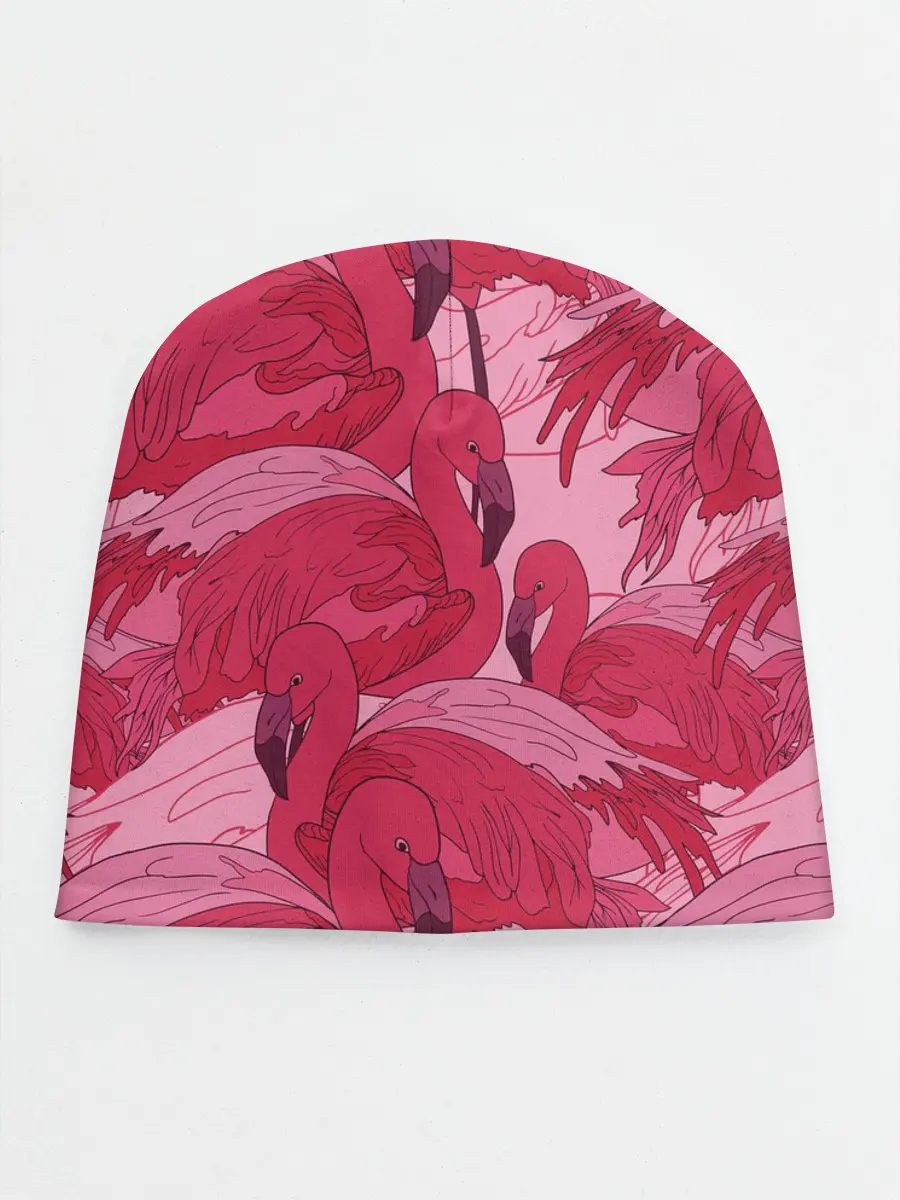Детская шапка / розовые фламинго