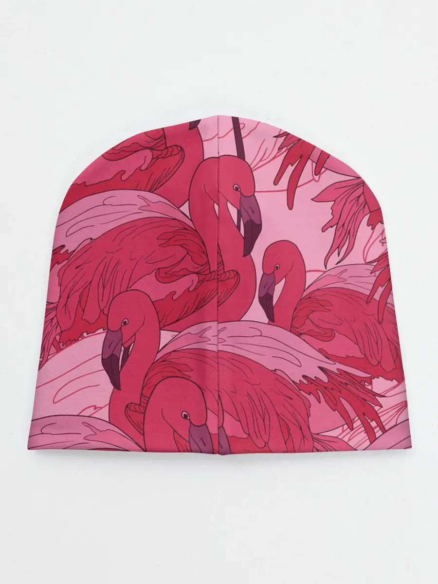 Детская шапка / розовые фламинго