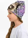 Детская шапка / Енот среди цветов
