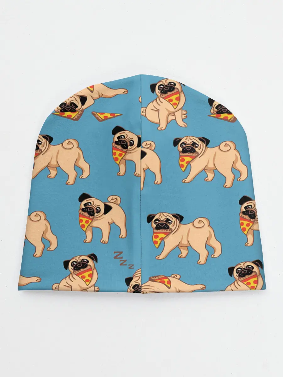 Детская шапка / Мопсы с пиццей