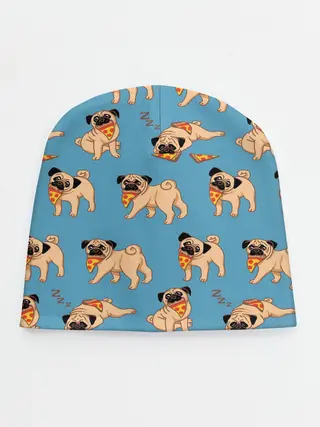Детская шапка / Мопсы с пиццей
