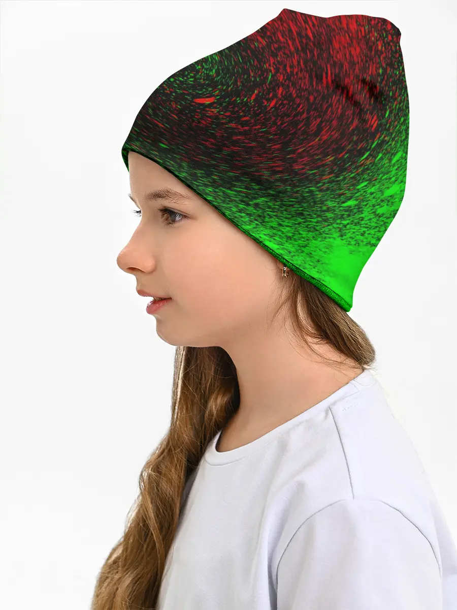 Детская шапка / КРАСНАЯ И ЗЕЛЕНАЯ КРАСКА