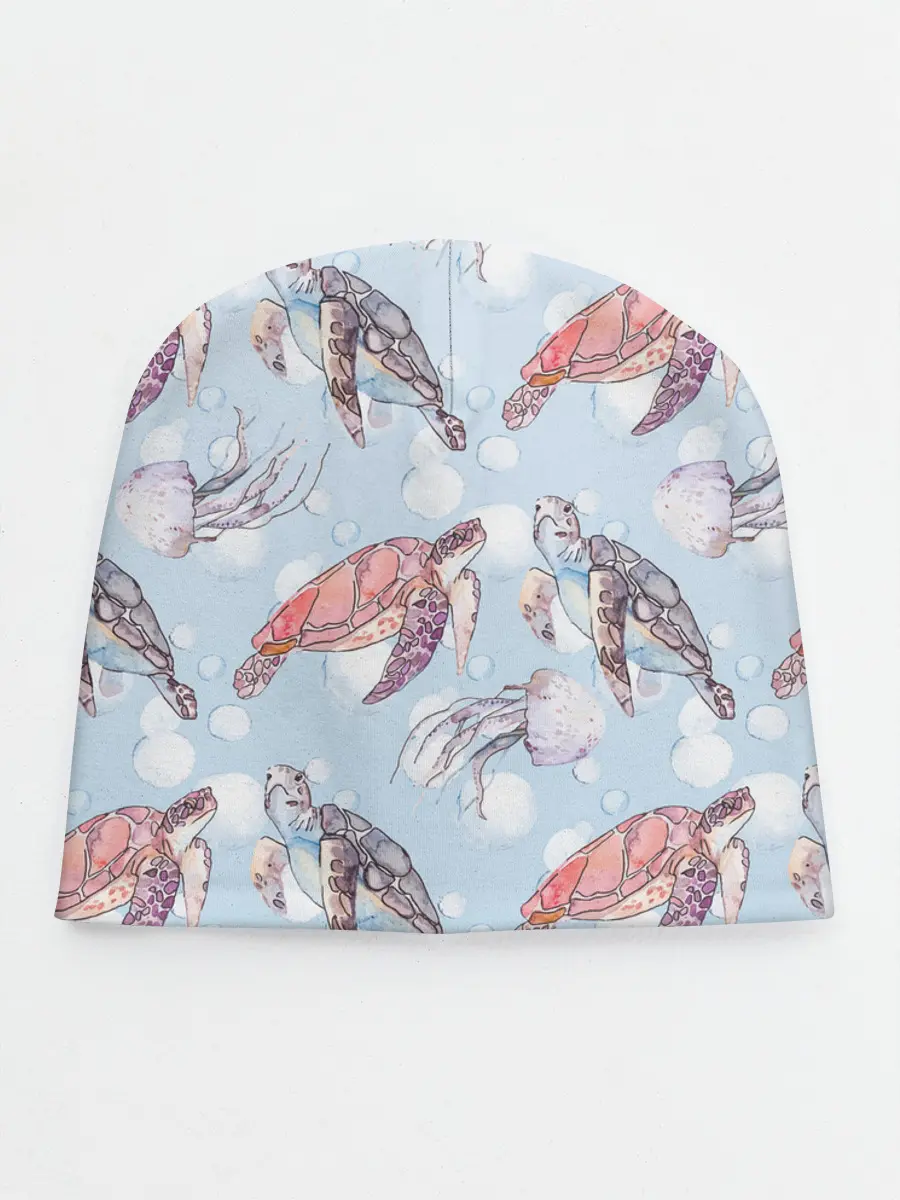 Детская шапка / подводный мир черепахи медузы