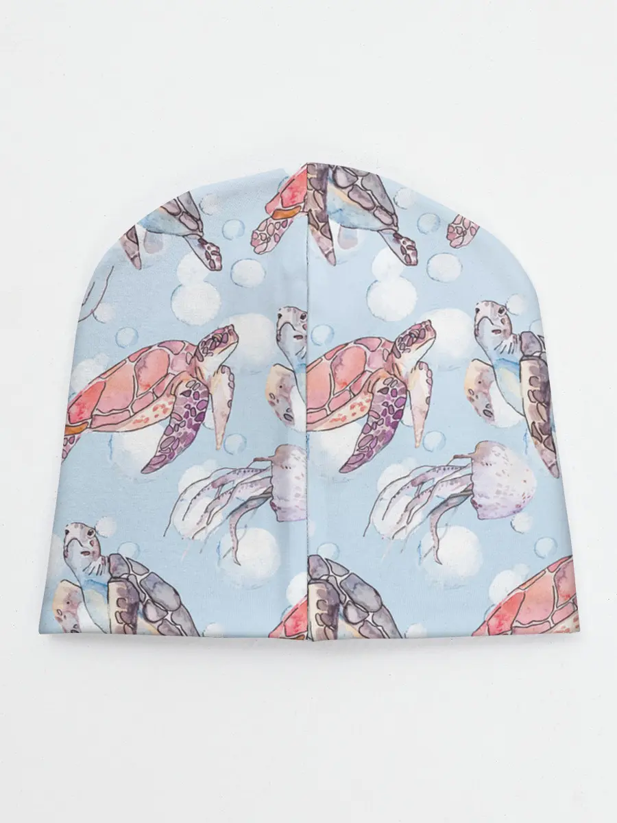 Детская шапка / подводный мир черепахи медузы