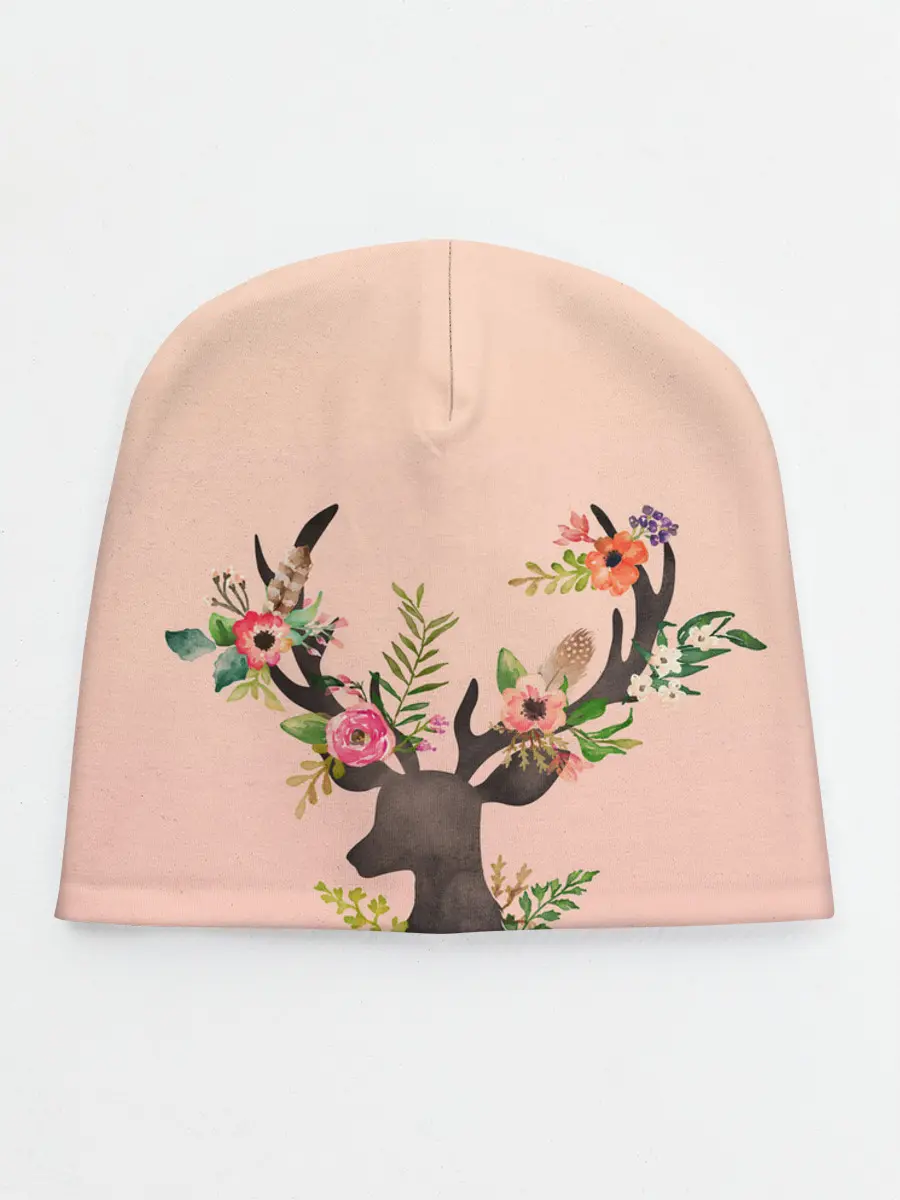 Детская шапка / олень рога цветы