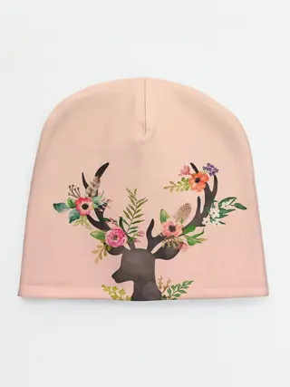 Детская шапка / олень рога цветы