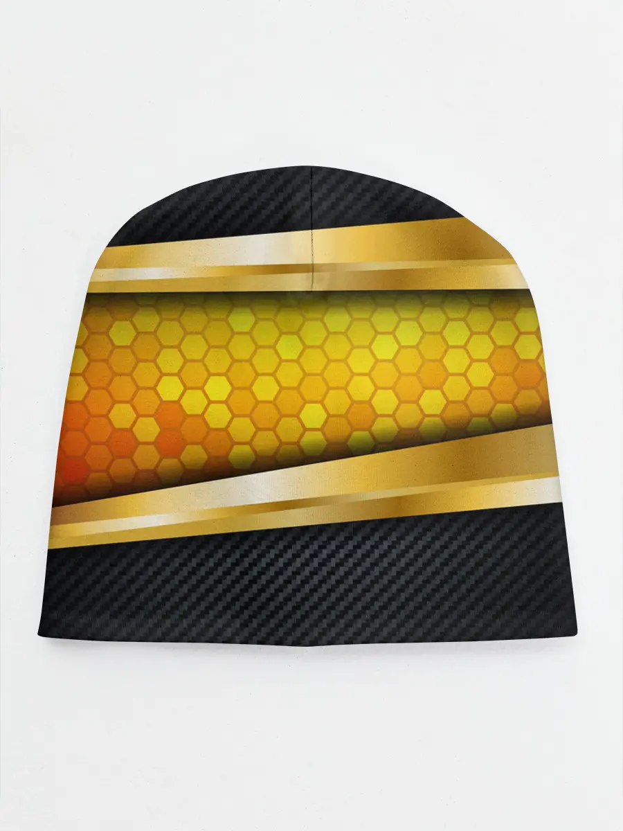 Детская шапка / 3D ЗОЛОТЫЕ СОТЫ / БРОНЯ 3Д