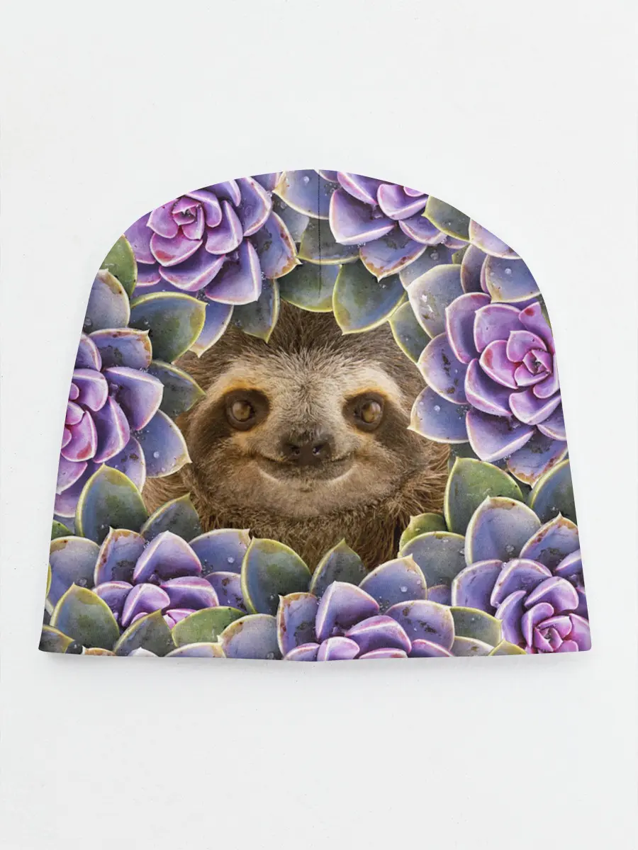 Детская шапка / Ленивец среди цветов