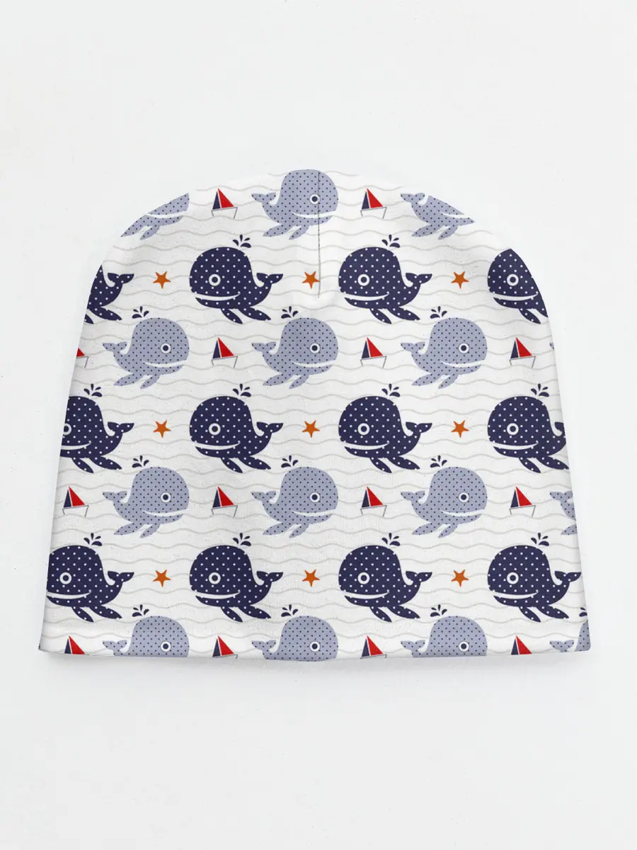 Детская шапка / Киты и яхты