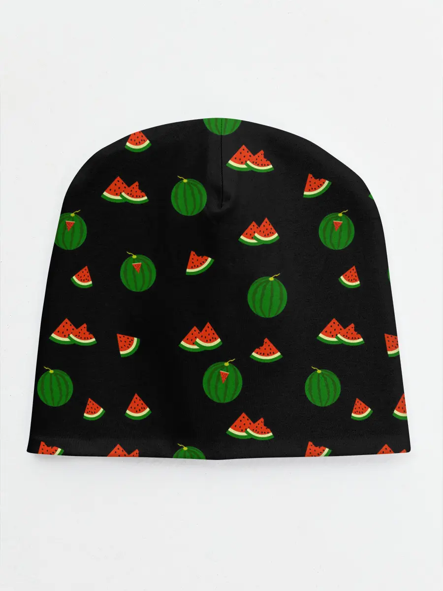 Детская шапка / Арбуз на черном фоне