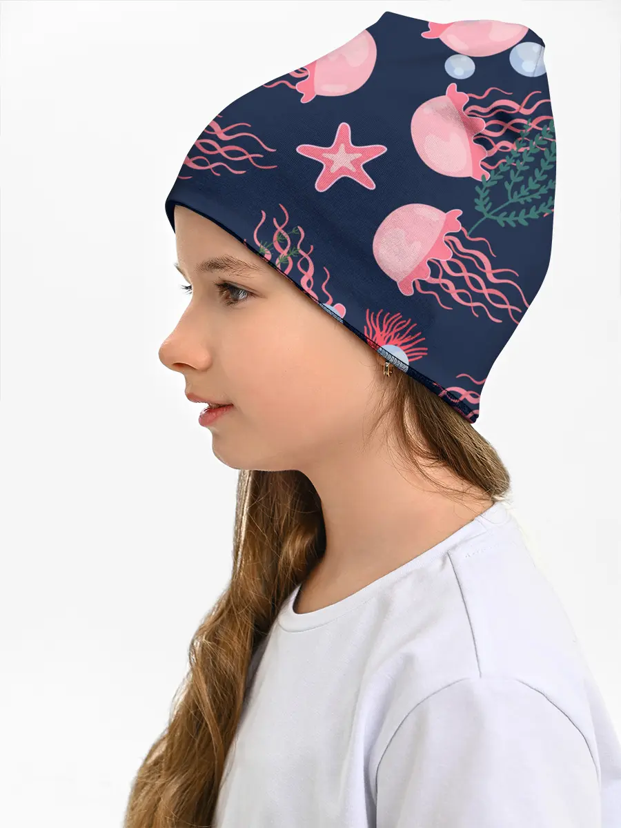 Детская шапка / розовые медузы