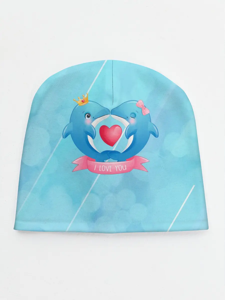 Детская шапка / Два дельфина. I love you