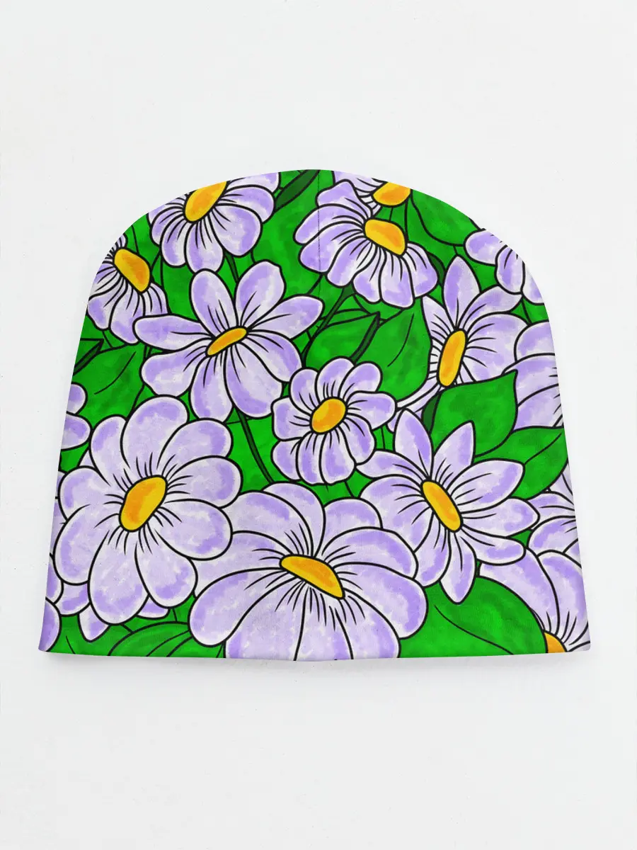 Детская шапка / Цветы Лавандовые ромашки
