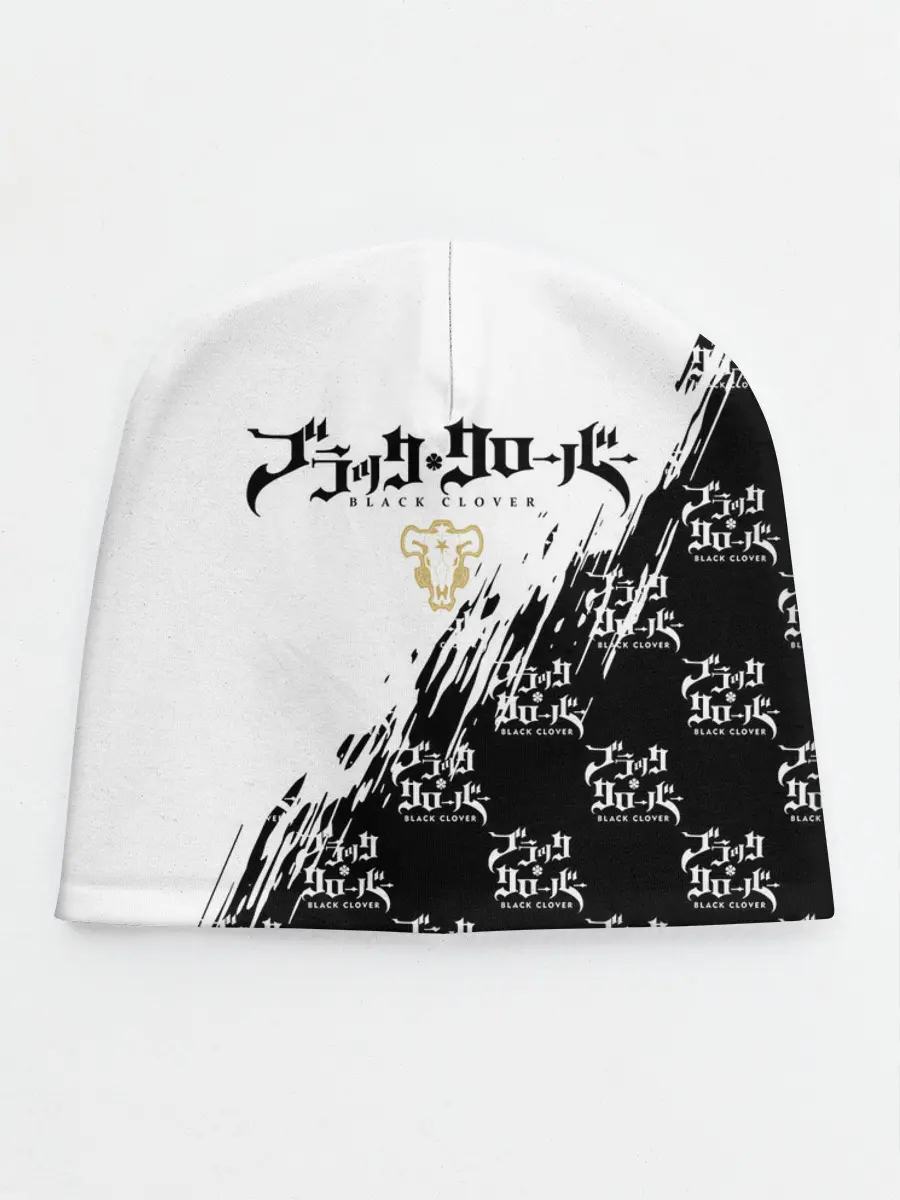 Детская шапка / Чёрный клевер черно-белый разрыв