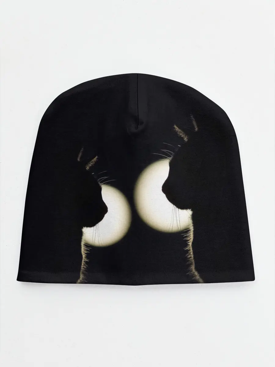 Детская шапка / Пара | Силуэты черных кошек