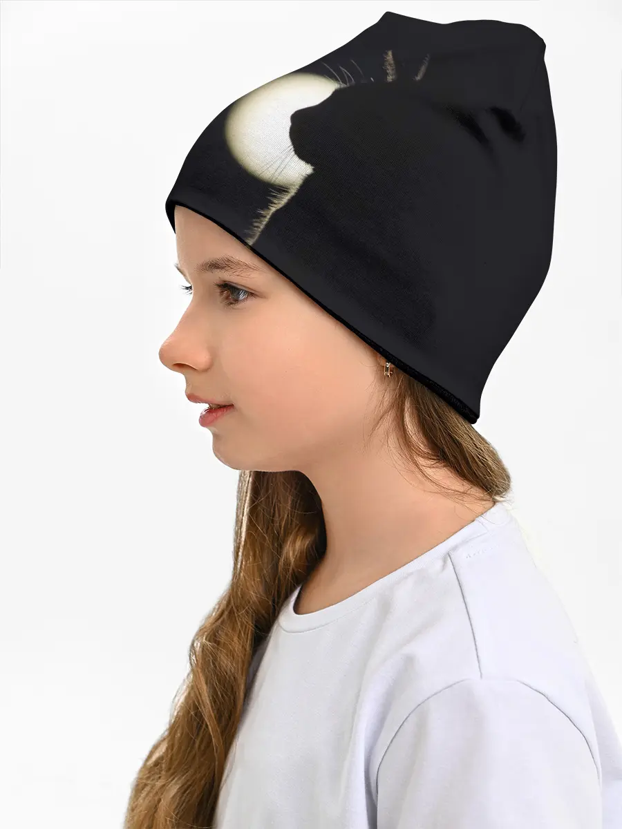 Детская шапка / Пара | Силуэты черных кошек