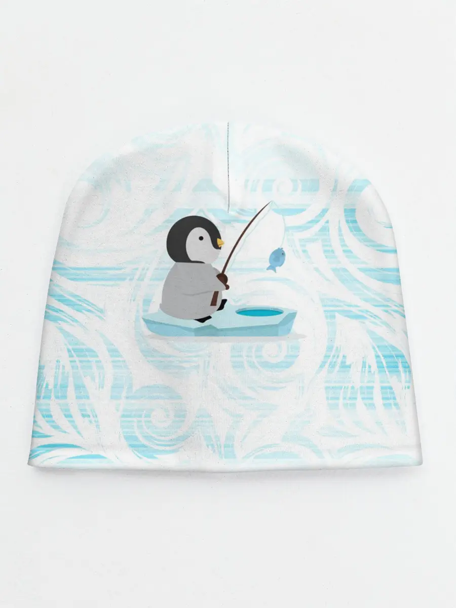 Детская шапка / Пингвин рыбачит