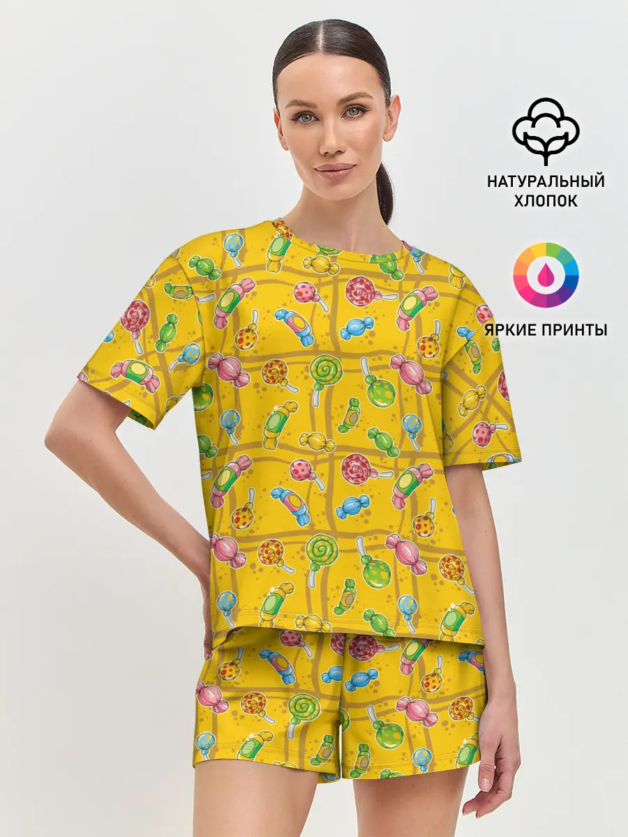Женская пижама с шортами / Конфеты