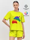 Женская пижама с шортами / Pop It единорог радужный