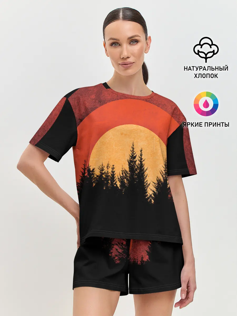 Женская пижама с шортами / ЛЕСНИК 3D