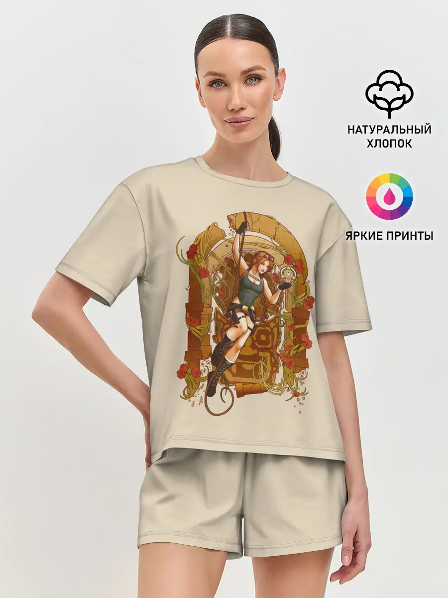 Женская пижама с шортами / Лара с сокровищем