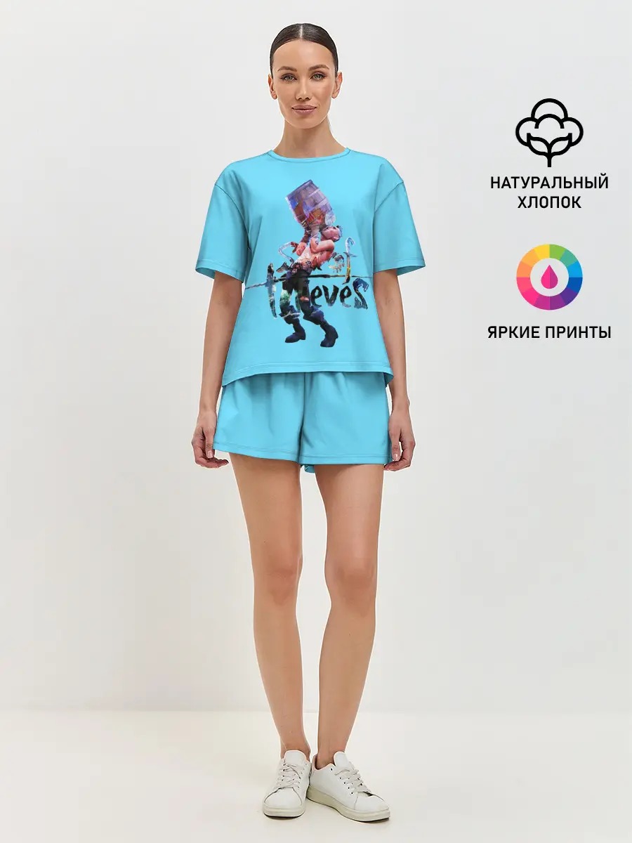 Женская пижама с шортами / Пират с бочкой рома