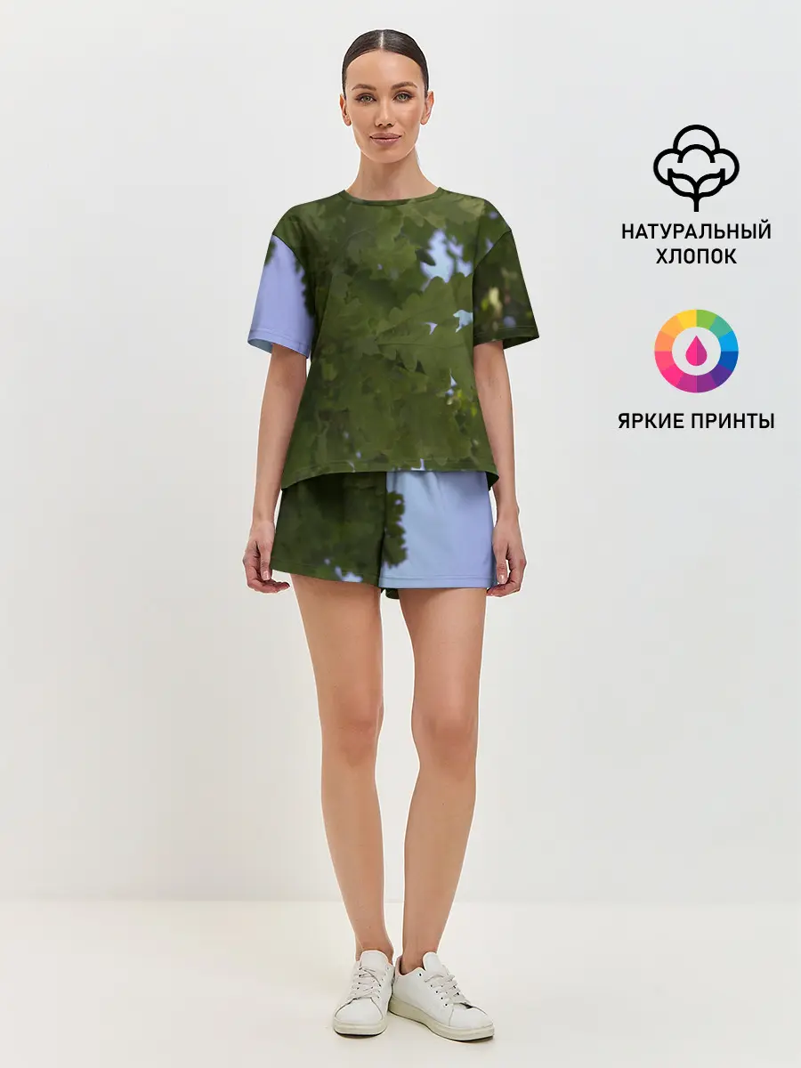 Женская пижама с шортами / Летние дубы