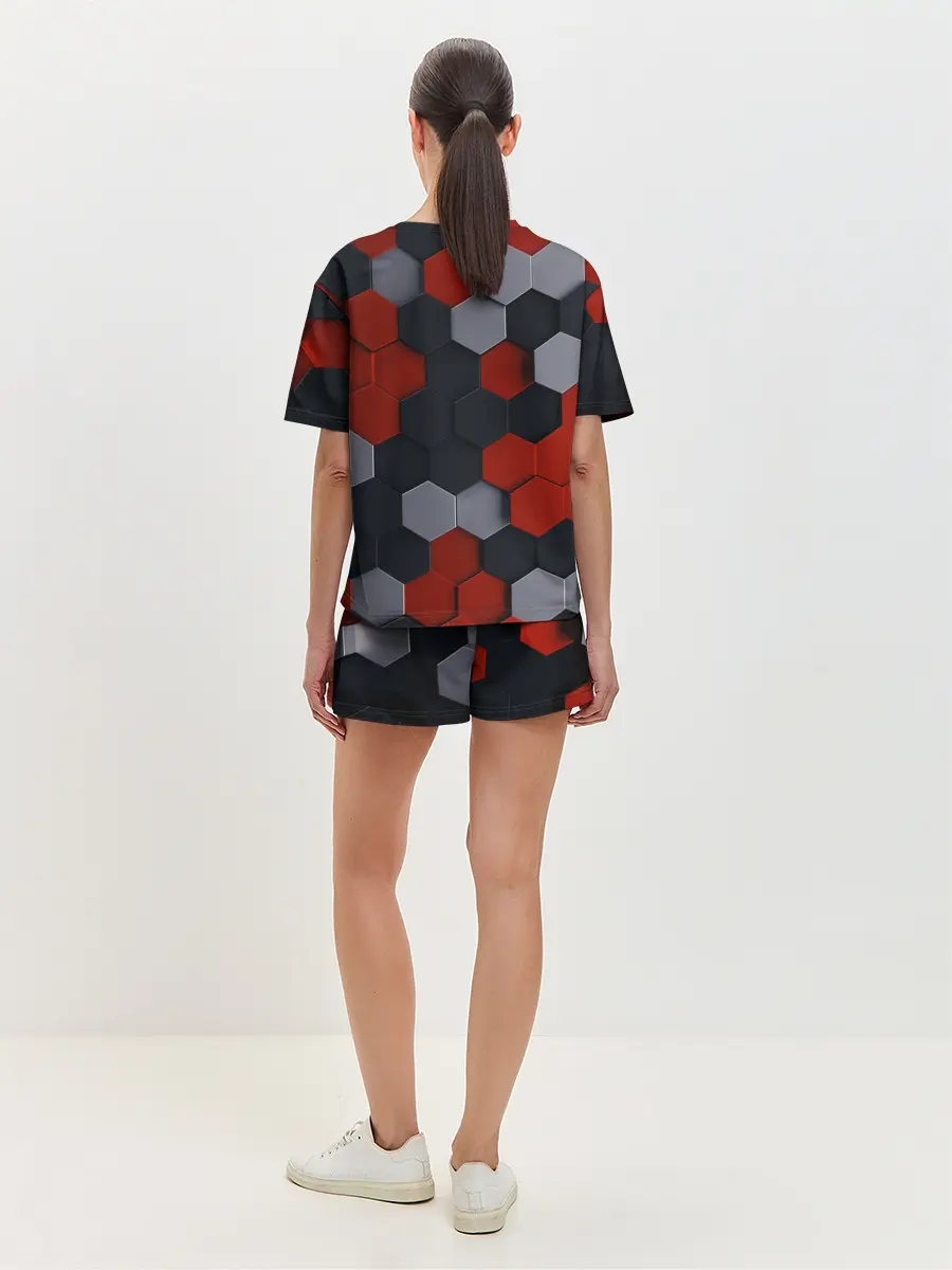 Женская пижама с шортами / РАЗНОЦВЕТНЫЕ СОТЫ 3D